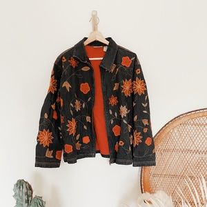 Chico’s Jean Style Embroidered Zip-up Jacket